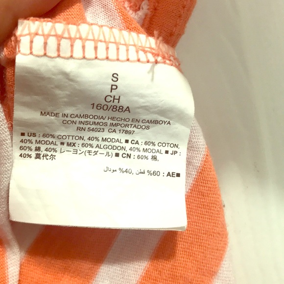 Old navy, coral and white striped, casual top - Picture 2 of 7